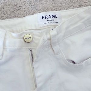 Frame cropped white skinny jeans